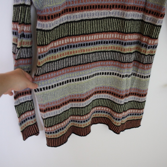 Vtg 90s cotton blend colorful pastel blk knit swea - Picture 4 of 7